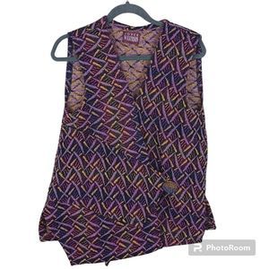 Joyce Wilkerson Hand Woven Textile Wearable Art Purple Knit Crossover Vest Med